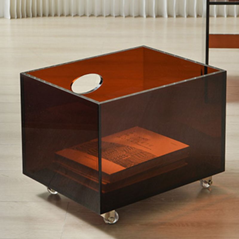 12" Wide Contemporary Corner Table Acrylic End Table with Storage