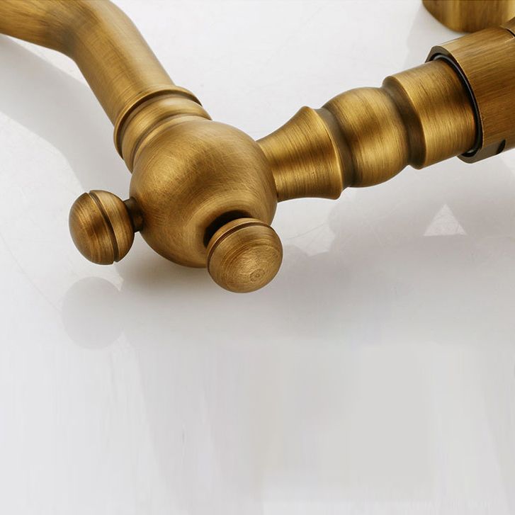 Vintage Tub Faucet Two Cross Handle Faucet Pure Copper Wall Mounted Faucet