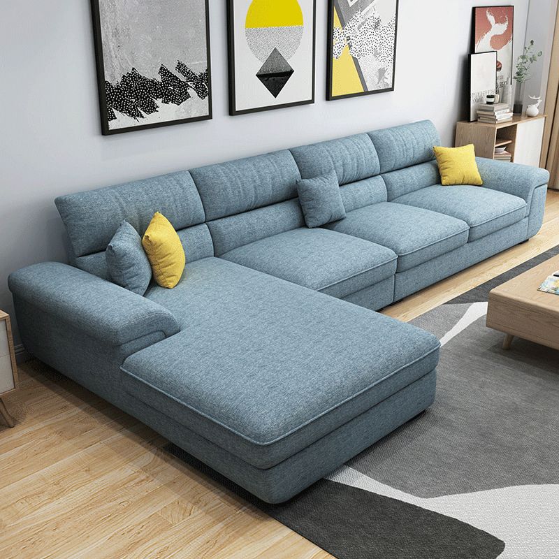 Nordic Cushions Recessed Arm Stationary Sofa Chaise Living Room Fabric