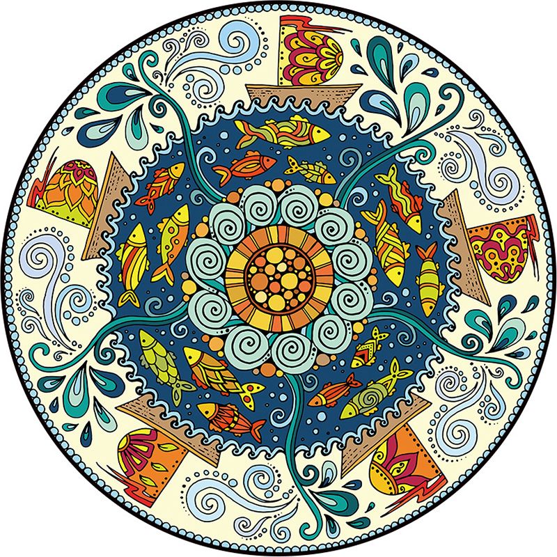 Ethnic Moroccan Style Rug Multi-Color Floral Rug Pet Friendly Anti-Slip Stain Resistant Carpet for Living Room