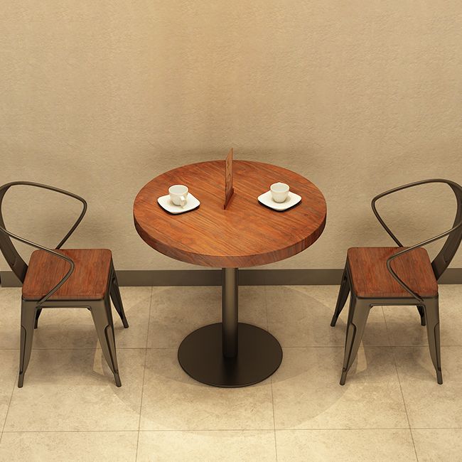 Einfacher Stil Home Wood Esstisch Rundform Tisch mit einer einzelnen Sockelbasis
