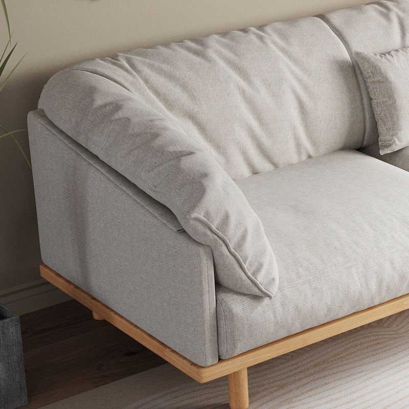 Living Room Cotton Couch Pillow Top Arm Sofa with Solid Wood Legs