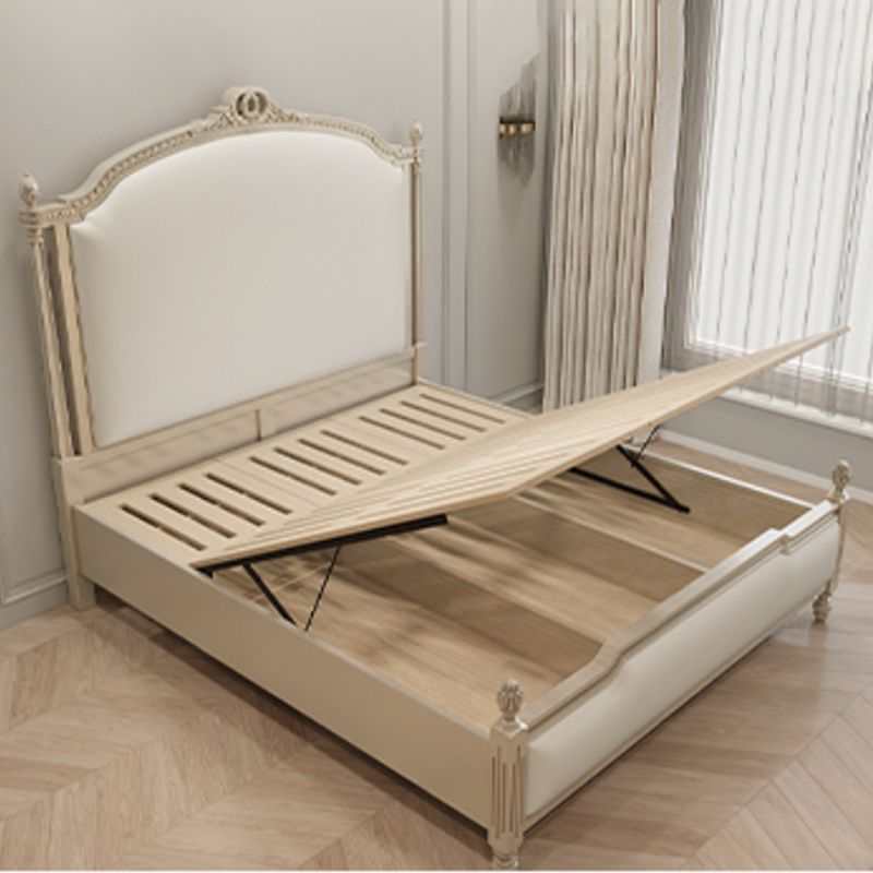 Genuine Leather Upholstered StandardBed 63" H Panel Bed with Lift Up Storage