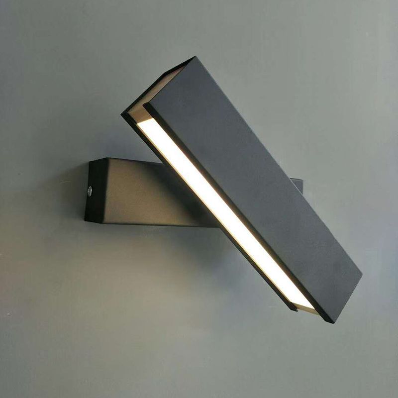 Hölzerne rechteckige LED -Wandleuchten in der modernen Einfachheit Schmiedeeisenwandlampe mit Acrylschatten