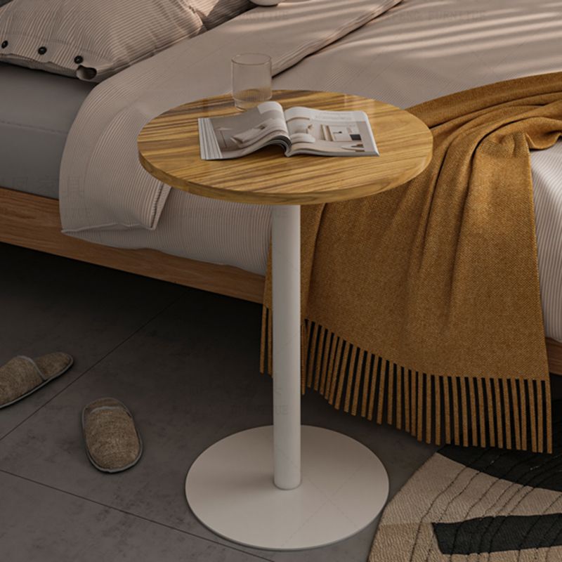 Round Pedestal End Table Minimalist Wood Side End Table for Living Room