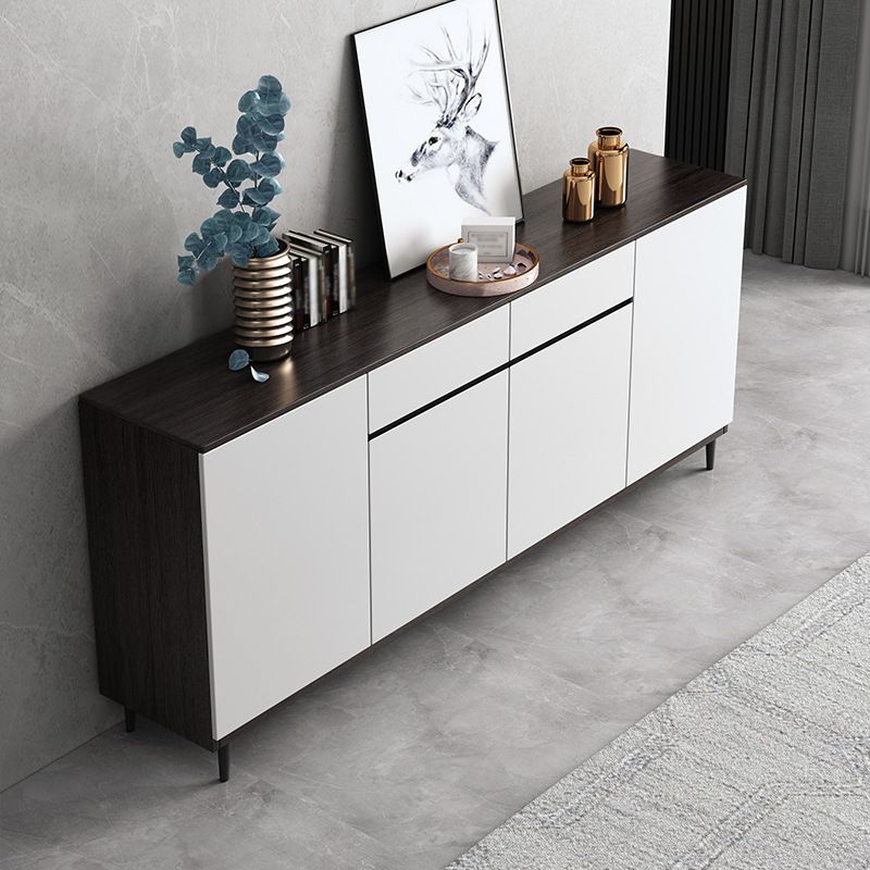 2 Drawers Wood Doors Sideboard Modern 33.5" High Side Board for Kitchen