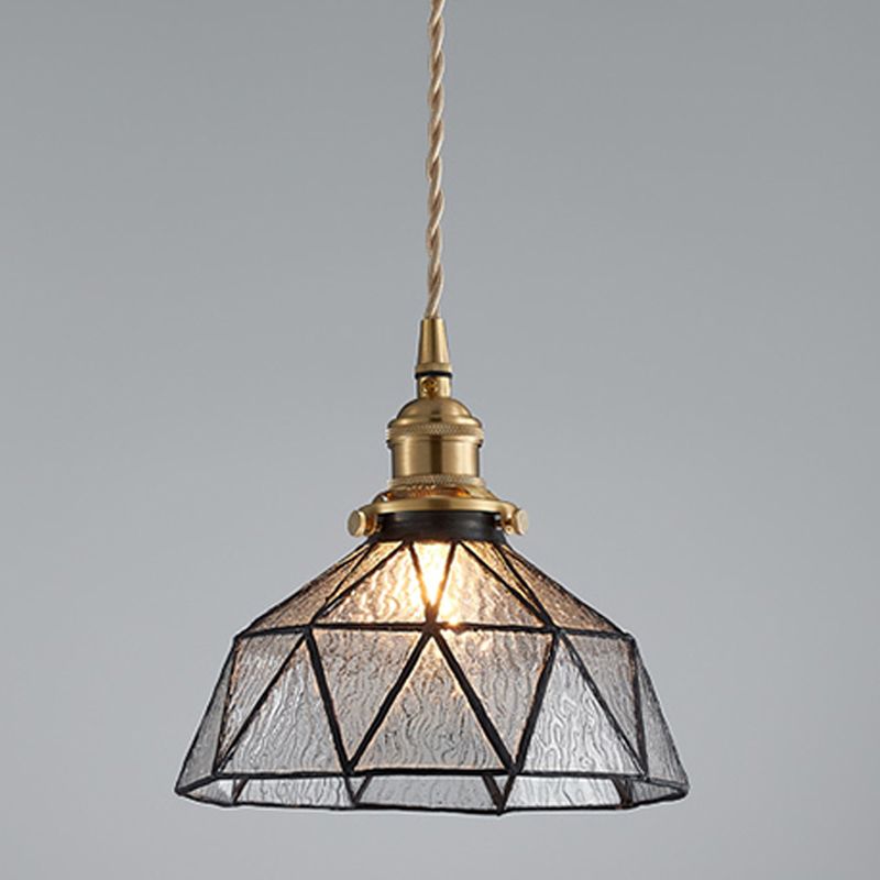 Vintage Glass Pendant Light 1-Light Geometric Ceiling Light Fixture for Hallway
