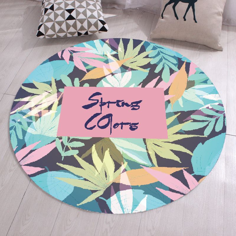 Modern Cartoon Print Rug Multi-Color Polyster Area Rug Anti-Slip Backing Machine Washable Carpet for Kids Room