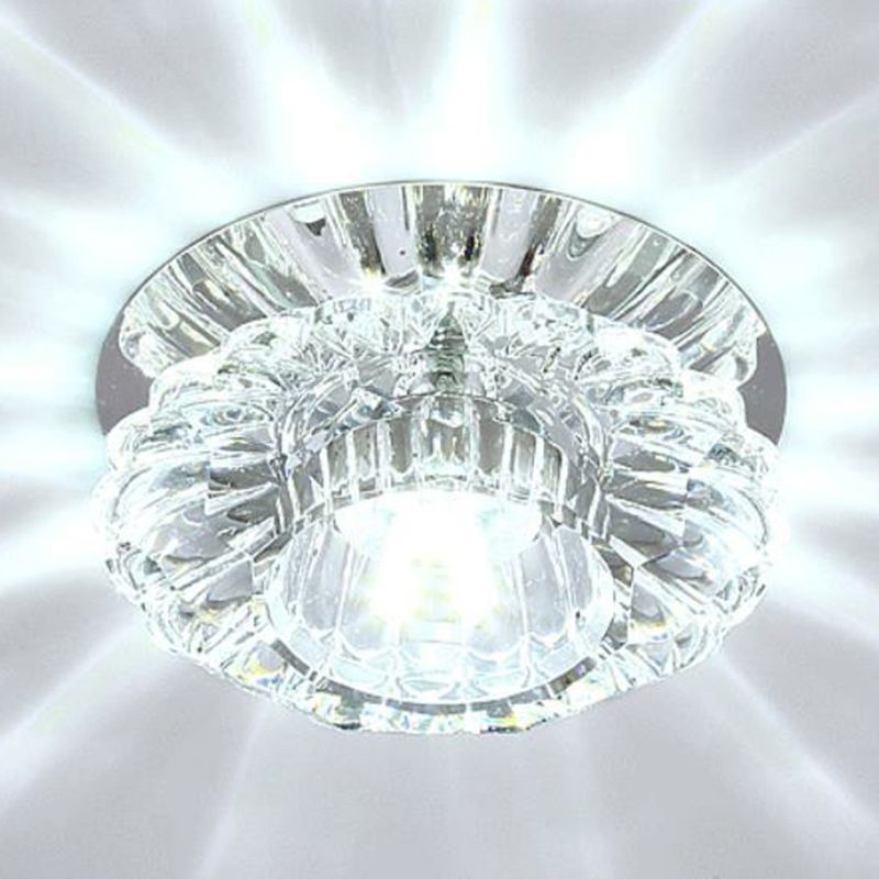 Flower Shade LED Flush Mount Modern Crystal Clear Flushmount Ceiling Light for Corridor