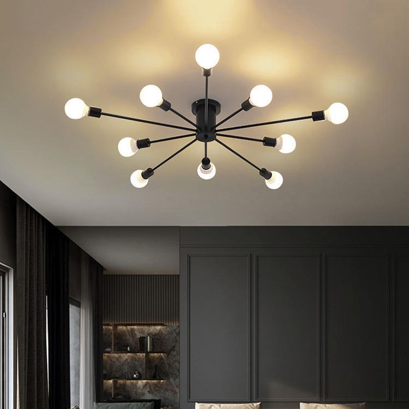 Minimalism Sputnik Flush Mount Metal Semi Flush Mount Light for Living Room