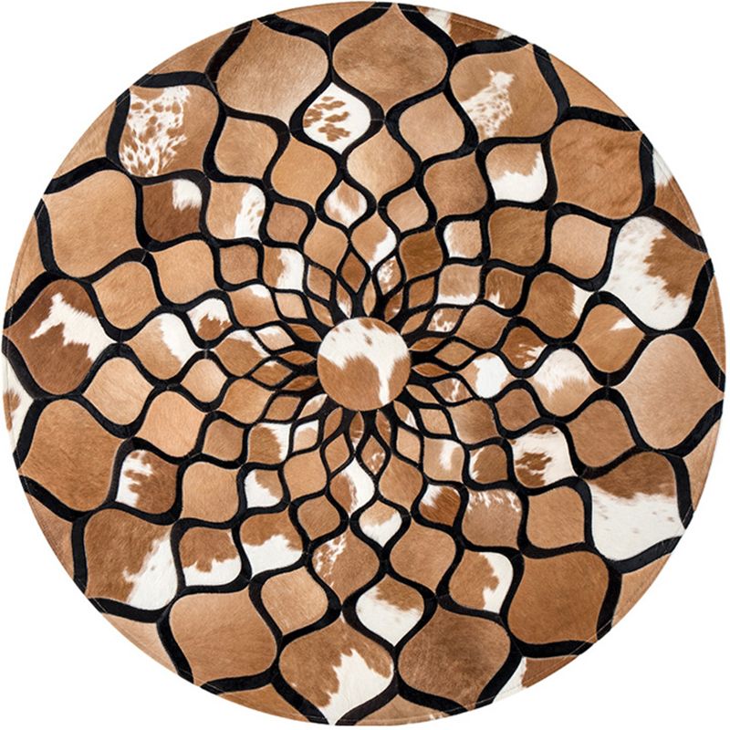 Black Geometric Pattern Area Rug Cowhide Area Carpet Easy Care Rug for Home Decoration