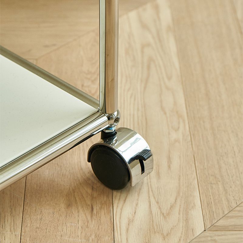 Contemporary Simple Rectangular End Table with Casters 1-Shelf 23.2" Tall Side Table