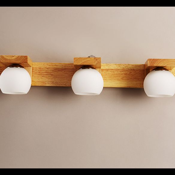 Bola de vidrio tocador de tocador apliques nórdico lámpara de tocador de madera para baño