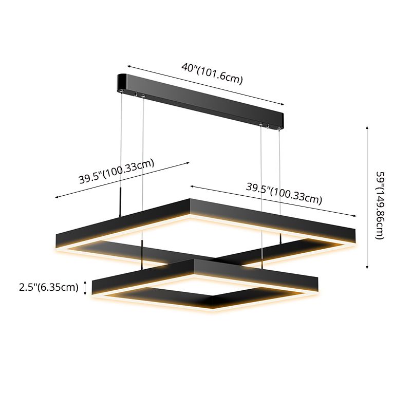 Modern Minimalist Style Multiple Squares Pendant Lighting Fixtures Metal Pendant Light Kit
