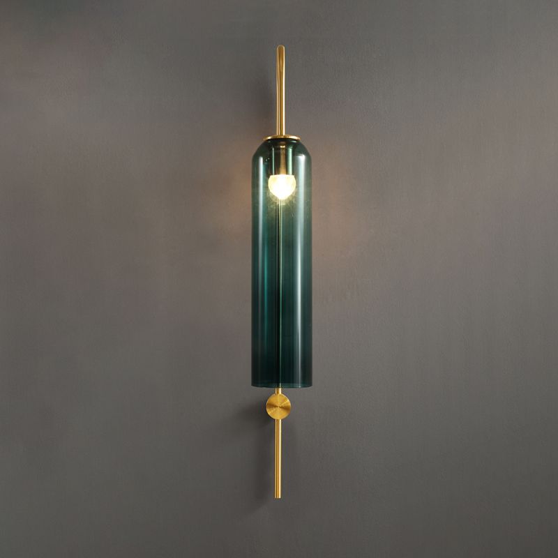 Stainless-Steel Indoor Wall Lamp in Modern Artistic Style Glass Cylindroid Wall Light