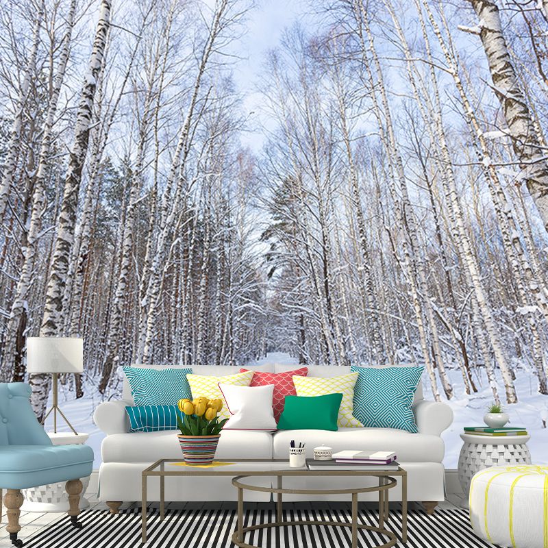 Contemporary Forest Trees Mildew Resistant Wall Art for Living Room Reading Room