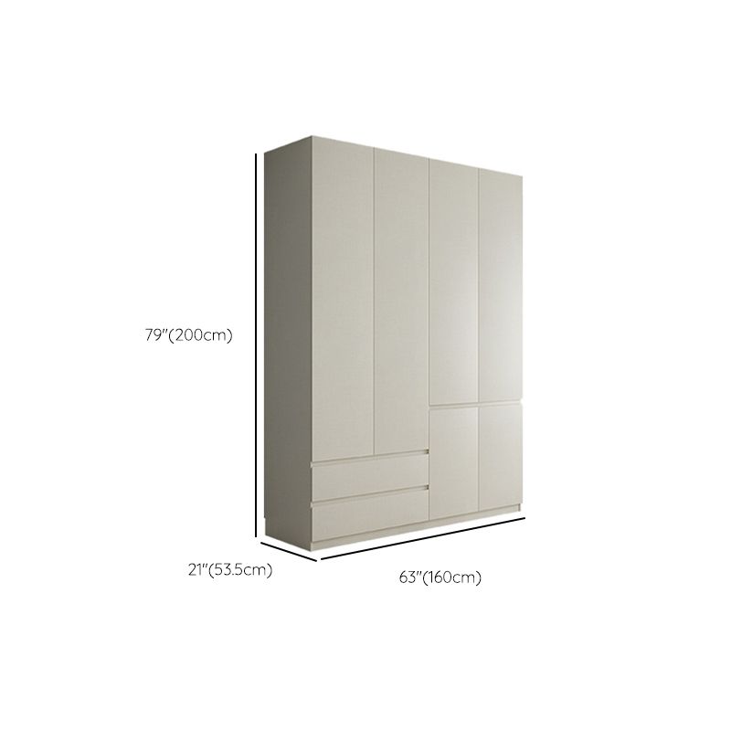 Wood Wardrobe Cabinet with Shelves Hinged Wardrobe Armoire for Home