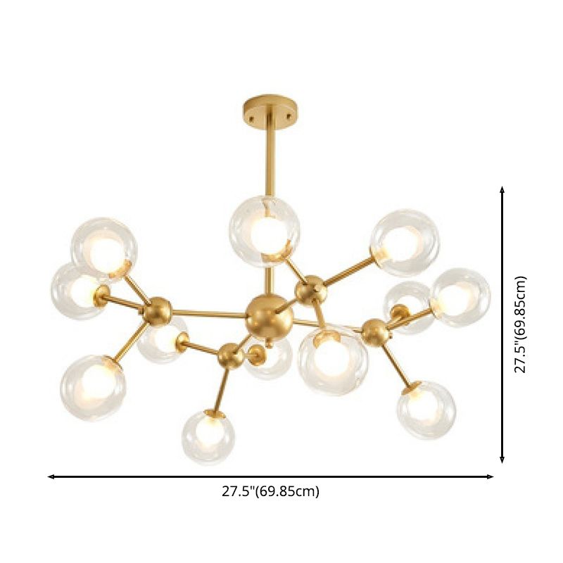 Molecular Shaped Living Room Chandelier Transparent Glass Globe Shade Contemporary Simplicity Style Lighting Pendant