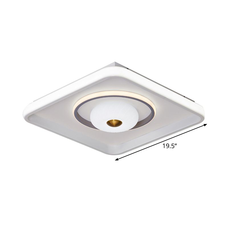 Square/Rectangle LED Ceiling Flush Modern Style Acrylic White Flush Mount Lamp with Donut Design