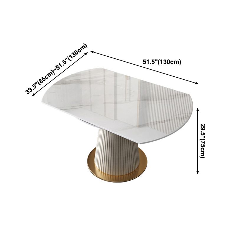 Glam Round Shape Dining Table Standard Sintered Stone Dining Table with Pedestal Base