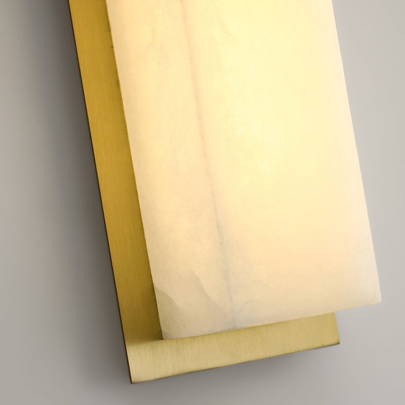 Metal Modern Wall Sconce Rectangle Shape Wall Light with Stone Shade for Living Room