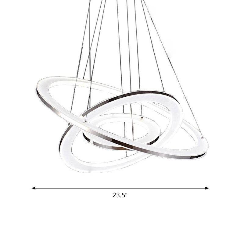 Costilero LED del círculo plateado Mínimo 3 luces Acrílico Lámpara colgante pequeña/grande en luz cálida/blanca