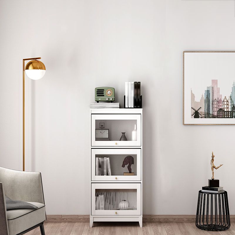 Manufactured Wood Standard Bookcase White Contemporary Bookcase with Glass Doors