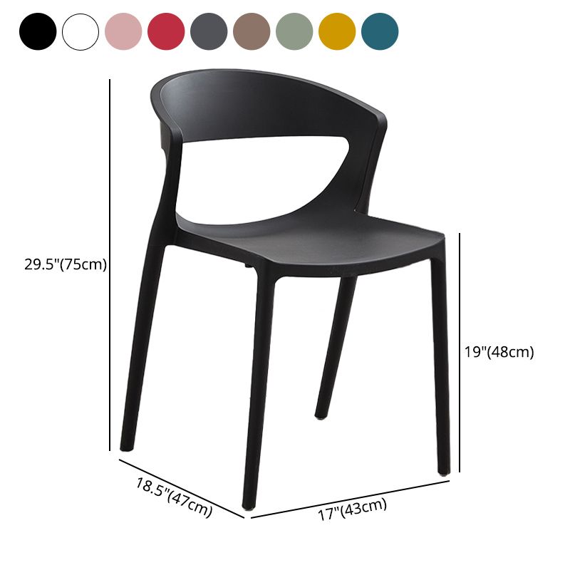 Les chaises sans bras de salle à manger en plastique de style minimaliste ouvrent la chaise latérale de salle à manger arrière