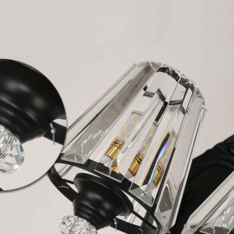 Modern Wall Sconce Black Wall Light Fixture with Crystal for Bedroom