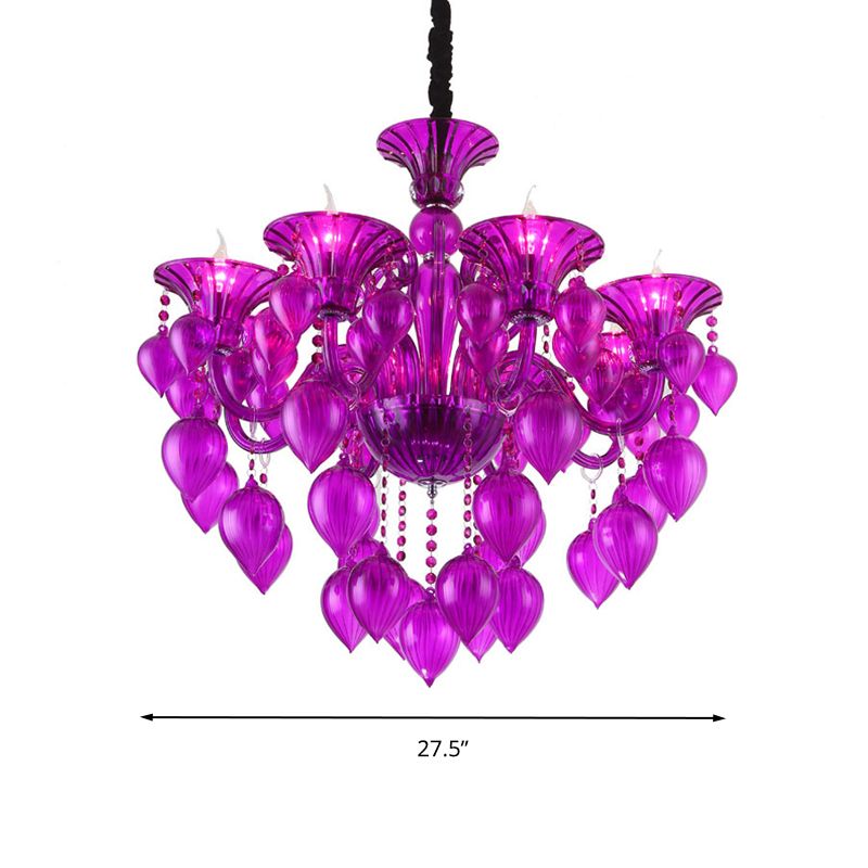 Candelabra Crystal Drop Cucil Light Traditional 6 teste Lampaggio del soggiorno in cristallo blu/viola/rosso