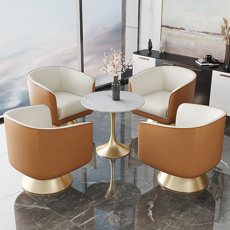 25.59" Wide Barrel Chair Faux Leather Arms Included Chair for Living Room