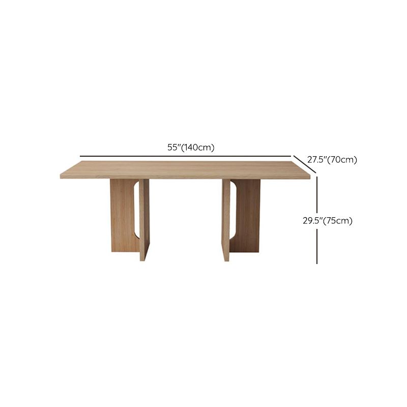 Rectangle Double Base Dining Table Modern Pine Wood Table for Kitchen