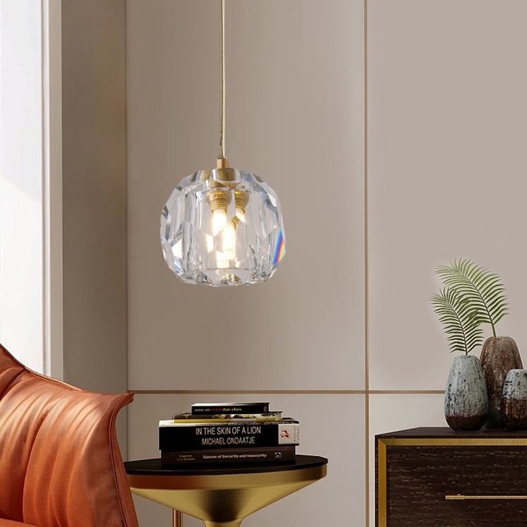 Cut Crystals Block Hanging Pendant Lights Luxury Style Pendant Light for Living Room