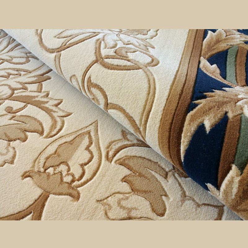 Blau antiker Druckteppich traditioneller Polyester-Fläche Teppich Anti-Rutsch-Waschbar Teppich