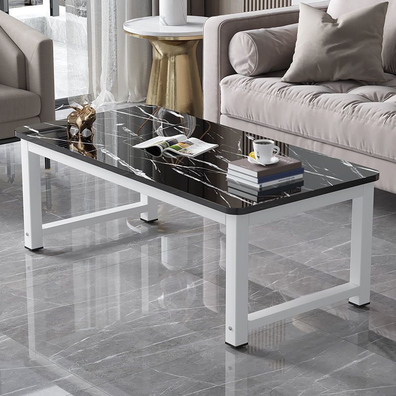 Rectangle Wooden Top Coffee Table with Metal Four legs Modern Style