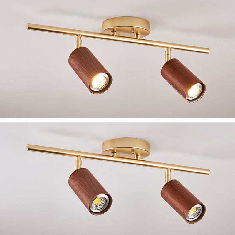 Modern Minimalist Track Lighting Fixtures New Chinese Walnut Color Household Living Room Bedroom Aisle Surface Mounted Spotlight