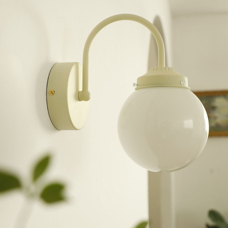 Household Wall Light Fixture Metallic Wall Light Sconce with Glass Shade for Bedroom