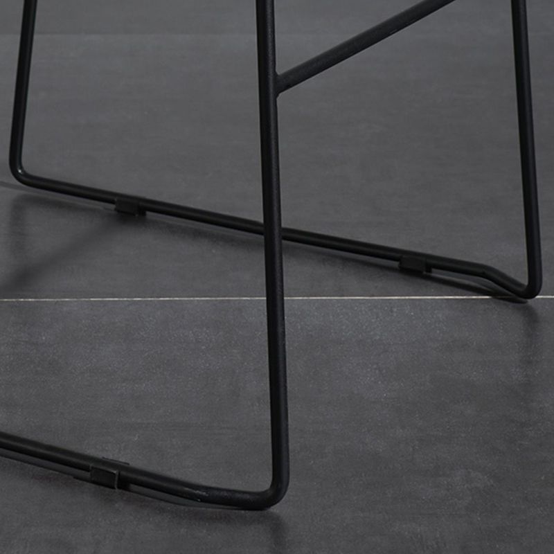 Contemporary Armless Upholstered Low Back Bar Stools with Metal Base