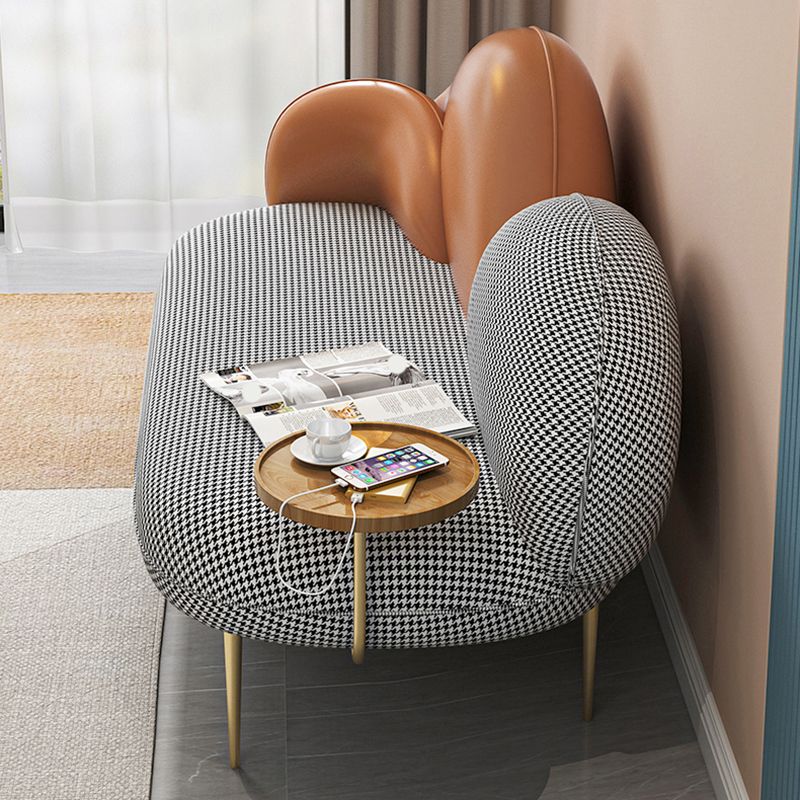Contemporary Curved Sofa Moon Shape Sloped Arm Sofa with Storage Tray for Living Room