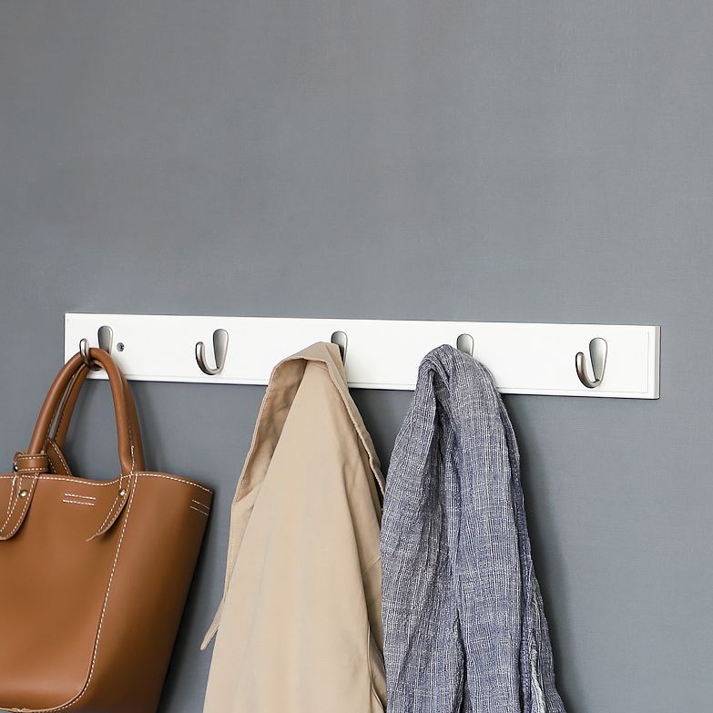 Modern Wood Coat Rack Wall-Mounted with Hooks Entry Hall Tree