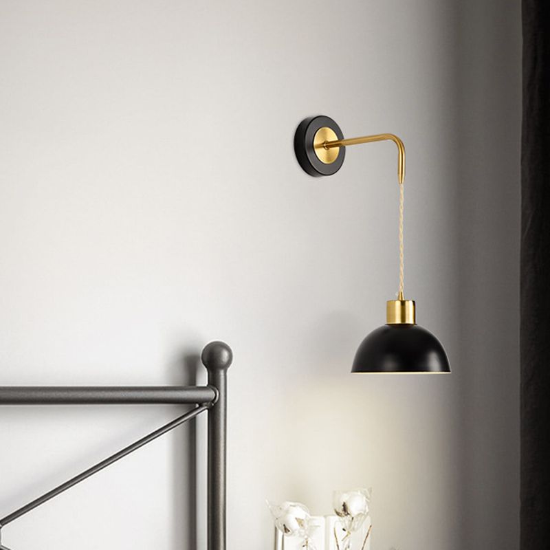Metal Dome Simple 1 Light Wall Mounted Light Fixture for Bedroom