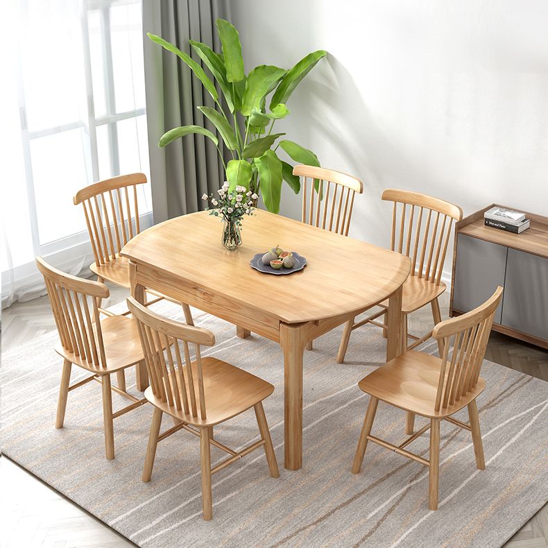 Modern Solid Wood Round Dining Room Set Space-Saving Design Dining Table Furniture