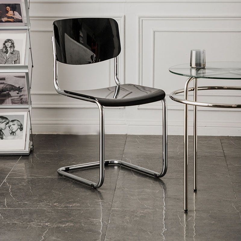 Contemporary Style Armless Chair Plastic Open Back Side Chair with Metal Base