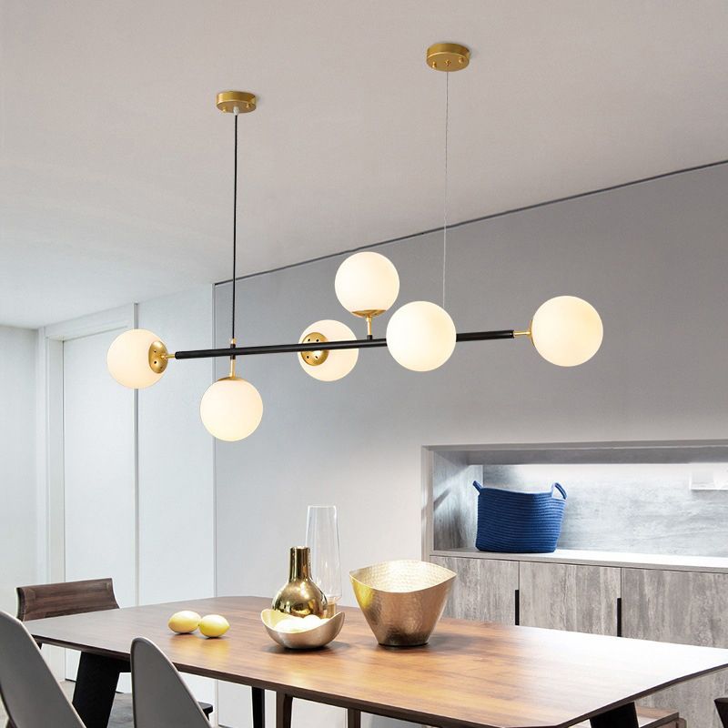 4 / 6 - Light Ceiling Pendant Fixture Metal and Glass Ball Shade Kitchen Island Light