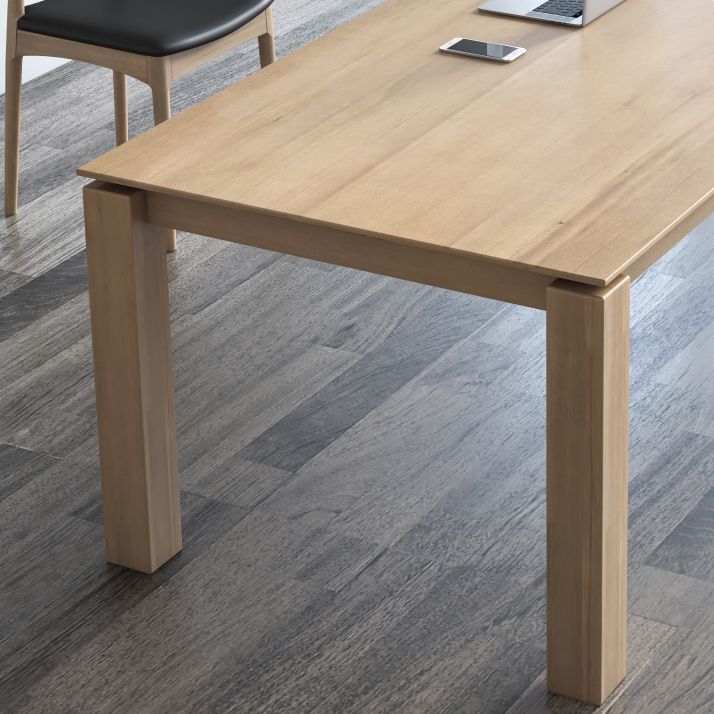 Rectangle Contemporary Dining Table Pine Solid Wood Table with 4 Legs for Dining Room