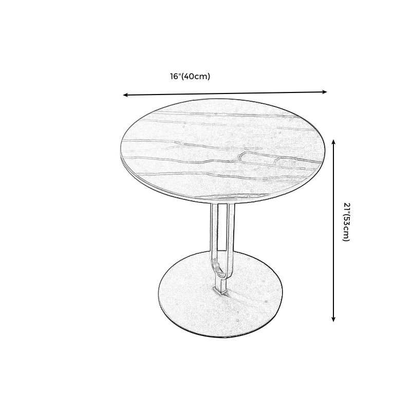 Round with Metal Accents Coffee Table Modern Stone 20.9'' Cocktail Table