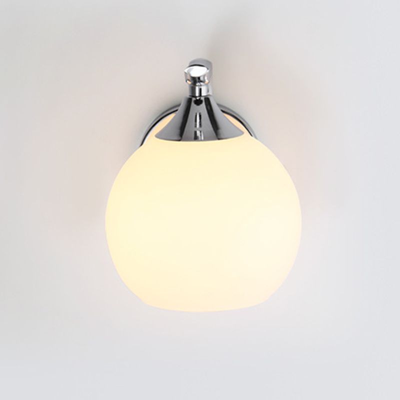 White Globe Shaded Wall Light Modern Glass Lighting for Home