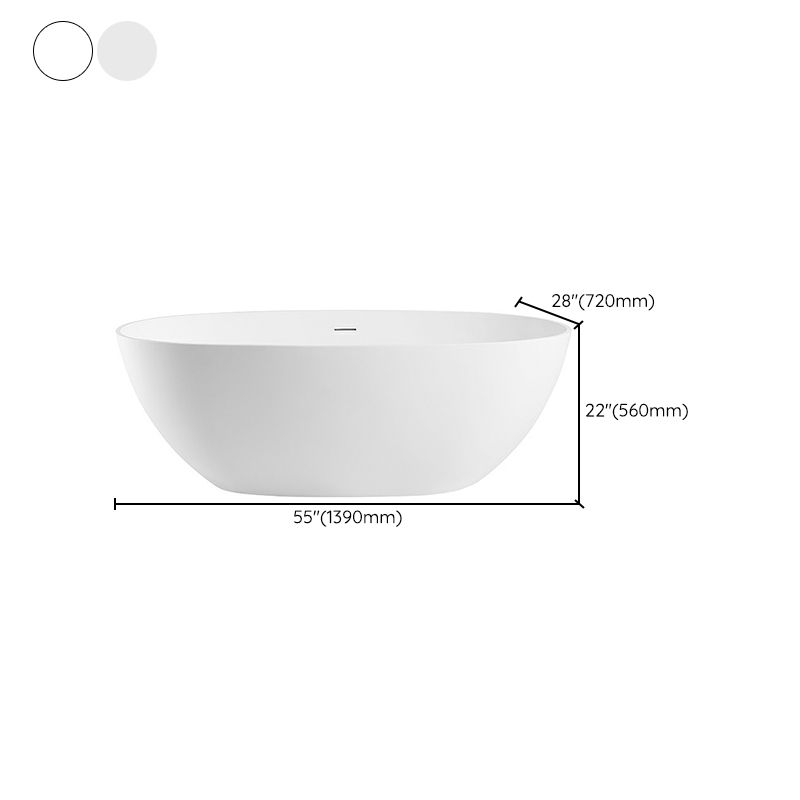 Modern Stone Oval White Bathtub Freestanding Soaking Bath for Bathroom