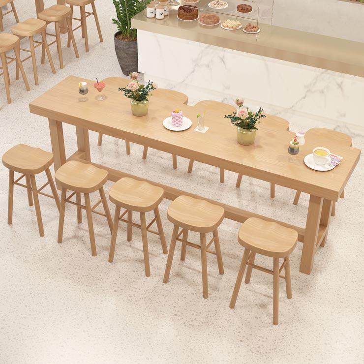 Rectangular Bar Table Set 1/6/11 Pcs Solid Wood Bar Table and Stools