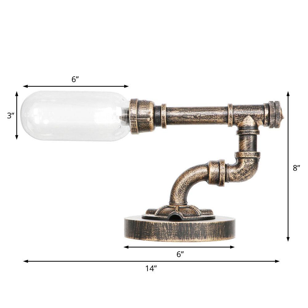Capsule camera da letto a led luce notturna ambra industriale/vetro trasparente 1 tavolo da tavolo da tavolo con tuba